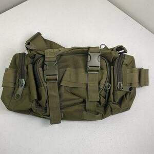 Tactical Bag Olive Green 13”x7” Shoulder Or Hip Multi Pockets Deployment Modular